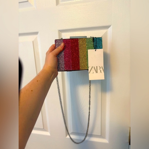 Zara Rhinestone Rainbow Clutch Crossbody Bag NWT - Picture 4 of 4